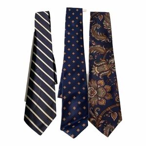 NAVY BLUE TIE SET: Gant and Horne Navy and Paisley Tie Collection